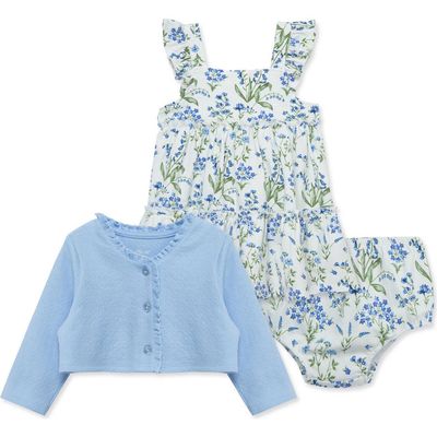 Little Me Little Me Floral Print Knit Dress & Cardigan Set