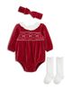Little Me Little Me Girls' Bows Bubble Bodysuit, Headband & Socks Set - 1