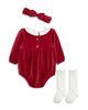 Little Me Little Me Girls' Bows Bubble Bodysuit, Headband & Socks Set - 2