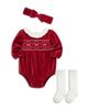 Little Me Little Me Girls' Bows Bubble Bodysuit, Headband & Socks Set - 3