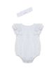 Little Me Little Me Girls' Cotton Eyelet Bubble One Piece with Headband - 1