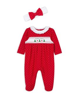 Little Me Little Me Girls' Dainty Trees Cotton Footie & Headband