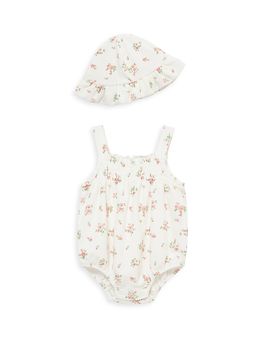 Little Me Little Me Girls' Ditsy Bubble Romper & Hat Set