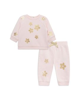 Little Me Little Me Girls' Floral Shine Active Sweatshirt & Pants Set