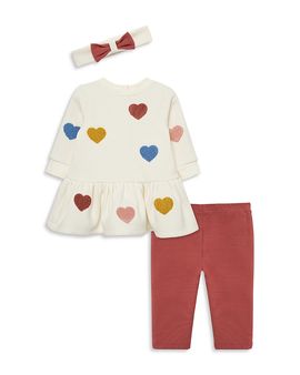Little Me Little Me Girls' Hearts Sweatshirt Dress Set & Headband