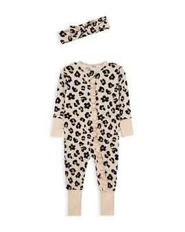 Little Me Little Me Girls' Leopard Coverall and Headband