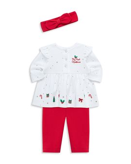 Little Me Little Me Girls' Merry Tunic Cotton Set & Headband