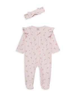 Little Me Little Me Girls' Sweet Rose Pink Cotton Footie and Headband