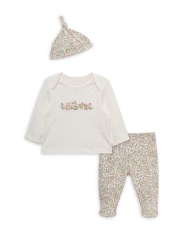 Little Me Little Me Girls' Woodland Lap Shoulder Top, Hat & Footed Pants Set