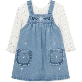 Little Me Little Me Heart Denim Jumper Set 