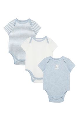 Little Me Little Me Kids' Blue Bear Assorted 3-Pack Cotton Bodysuits (Nordstrom Exclusive) 
