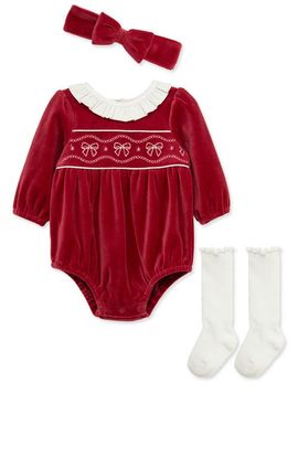 Little Me Little Me Kids' Bows Bubble Romper, Headband & Socks Set