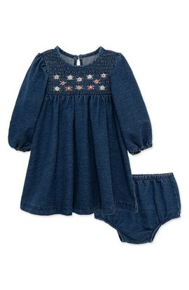 Little Me Little Me Kids' Floral Embroidered Smocked Dress & Diaper Cover Set