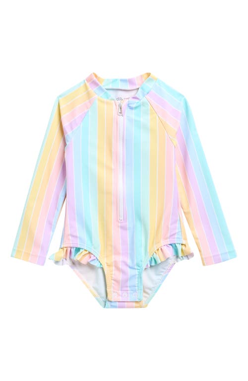 Little Me Little Me Kids' Multi Stripe Long Sleeve One-Piece Rashguard Swimsuit