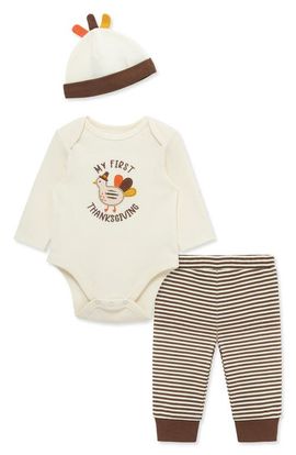 Little Me Little Me Kids' Turkey Bodysuit, Pants & Beanie 3-Piece Set