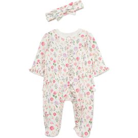 Little Me Little Me Meadow Garden Ruffle Cotton Footie & Headband Set (Nordstrom Exclusive)