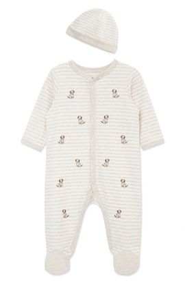 Little Me Little Me Puppy Schiffli Embroidered Cotton Footie & Hat Set (Nordstrom Exclusive)