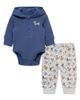 Little Me Little Me Puppy Waffle Hooded Bodysuit & Knit Pants Set - 1