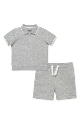 Little Me Little Me Rib Polo & Shorts Set
