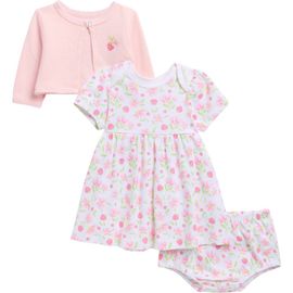 Little Me Little Me Strawberry Knit Dress, Cardigan & Bloomers Set