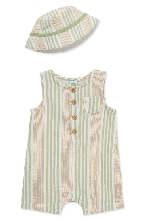 Little Me Little Me Stripe Romper & Hat Set
