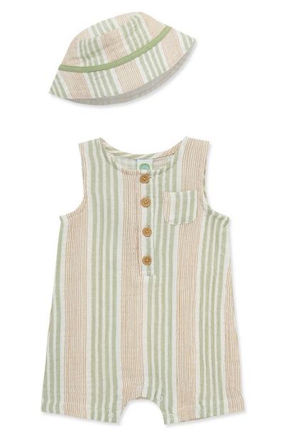 Little Me Little Me Stripe Romper & Hat Set