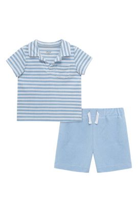 Little Me Little Me Stripe Terry Polo & Shorts Set