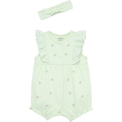 Little Me Little Me Violets Cotton Romper & Headband Set