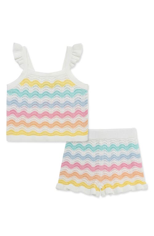 Little Me Little Me Wavy Pointelle Knit Tank & Shorts Set