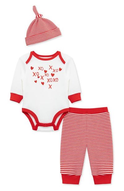 Little Me Little Me XO Bodysuit, Pants & Hat Set