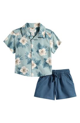 Little Planet Little Planet Floral Button-Up Shirt & Drawstring Shorts Set