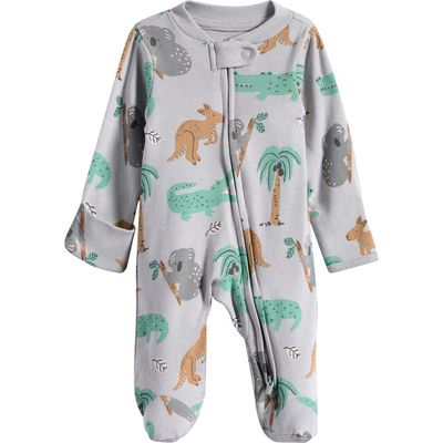Little Planet Little Planet Print Organic Cotton Zip Footie