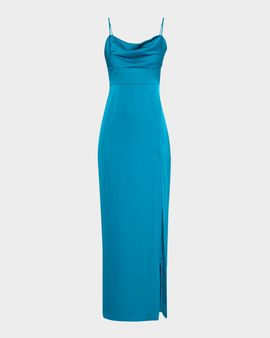 Liv Foster Ciara Cowl-Neck Satin Column Gown