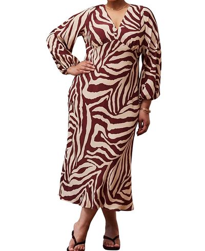 Live Unlimited Live Unlimited Animal Stripe Long Sleeve Dress