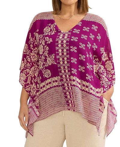 Live Unlimited Live Unlimited Bandana Print Chiffon V-Neck Top