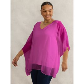 Live Unlimited Live Unlimited Chiffon V-Neck Overlay Top