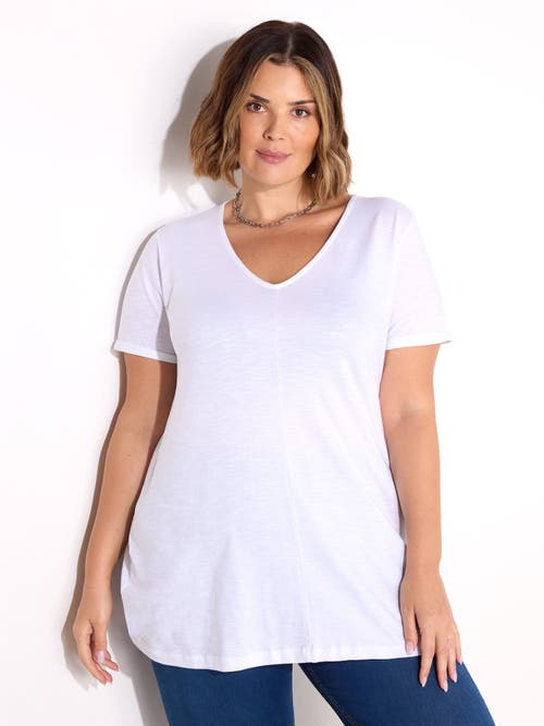 Live Unlimited Live Unlimited Cotton Slub V-Neck Longline T-Shirt