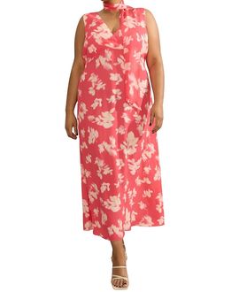 Live Unlimited Live Unlimited Floral Midi Dress with Neck Scarf