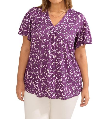 Live Unlimited Live Unlimited Jersey Flutter Sleeve V-Neck T-Shirt