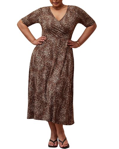 Live Unlimited Live Unlimited Leopard Print Wrap Dress