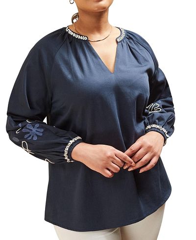 Live Unlimited Live Unlimited Long Sleeve Embroidered Blouse
