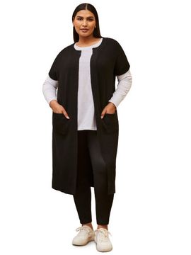 Live Unlimited Live Unlimited Ribbed Neck Longline Cardigan