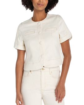 Liverpool Los Angeles Liverpool Los Angeles Collarless Short Sleeve Cropped Jacket