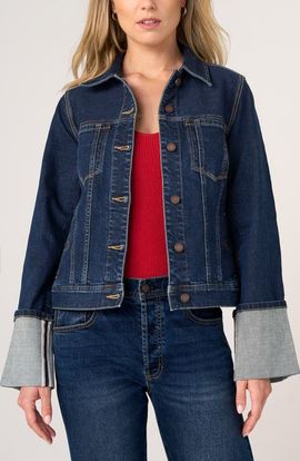 Liverpool Los Angeles Liverpool Los Angeles Cuffed Selvedge Denim Trucker Jacket