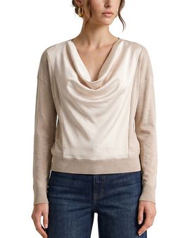 Liverpool Los Angeles Liverpool Los Angeles Drape Neck Mixed Media Sweater