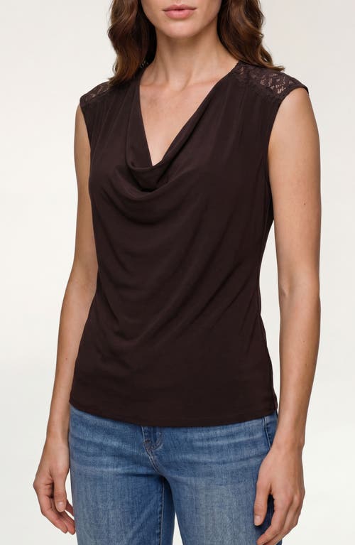 Liverpool Los Angeles Liverpool Los Angeles Draped Neck Sleeveless Top with Lace Trim