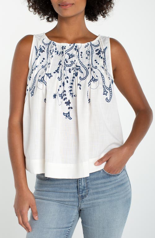 Liverpool Los Angeles Liverpool Los Angeles Embroidered Pintuck Cotton Top
