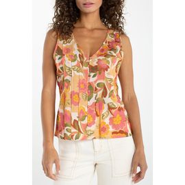 Liverpool Los Angeles Liverpool Los Angeles Floral Pleated Sleeveless Top