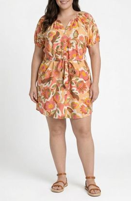 Liverpool Los Angeles Liverpool Los Angeles Floral Print Tie Waist Dress