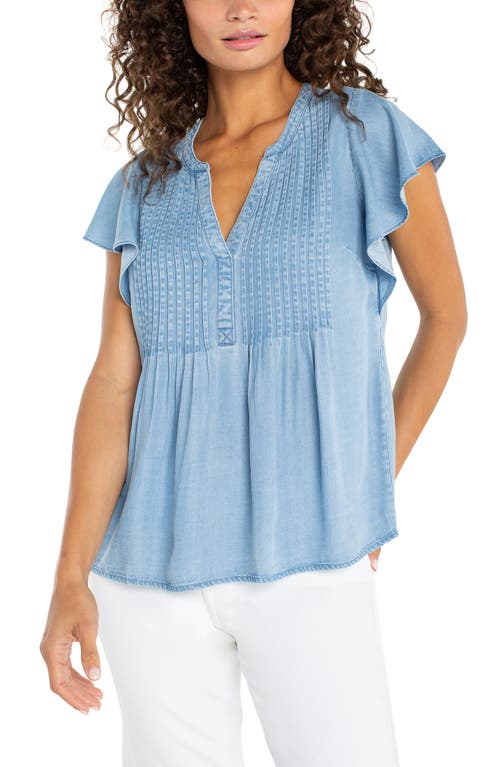 Liverpool Los Angeles Liverpool Los Angeles Flutter Sleeve Popover Chambray Top
